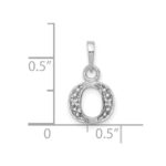 14KW Rhodium-plated Diamond Letter O Initial Pendant - Image 3