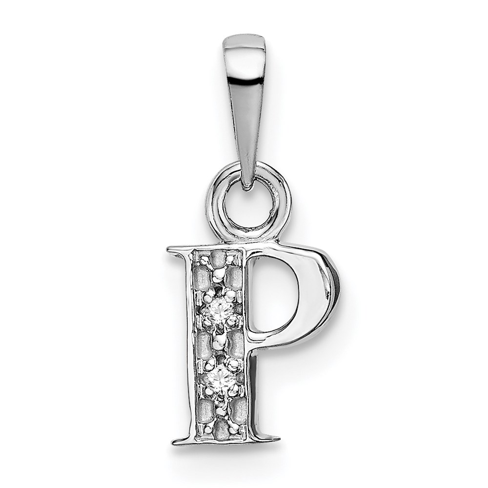 YC251P.jpg 14KW Rhodium-plated Diamond Letter P Initial Pendant - Image 1