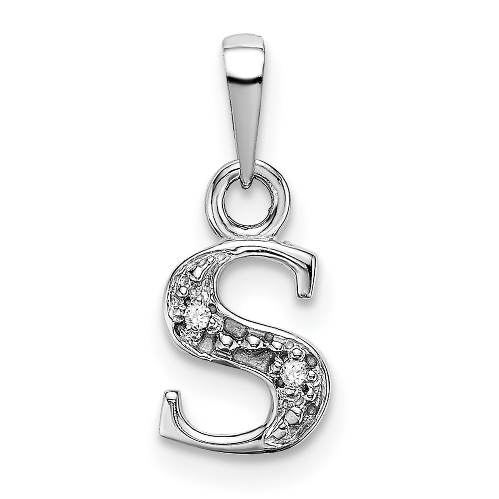 YC251S.jpg 14KW Rhodium-plated Diamond Letter S Initial Pendant - Image 1