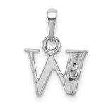 14KW Rhodium-plated Diamond Letter W Initial Pendant - Image 4