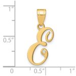14KY Script Letter E Initial Pendant with Diamond - Image 4