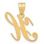 14KY Script Letter H Initial Pendant with Diamond - Image 3
