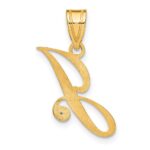 14KY Diamond Script Letter J Initial Pendant - Image 3
