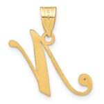 14KY Script Letter N Initial Pendant with Diamond - Image 3