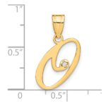 14KY Script Letter O Initial Pendant with Diamond - Image 4