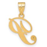 14KY Script Letter P Initial Pendant with Diamond - Image 3