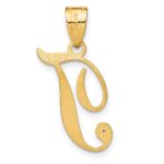 14KY Script Letter T Initial Pendant with Diamond - Image 3