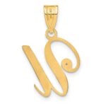 14KY Script Letter U Initial Pendant with Diamond - Image 3