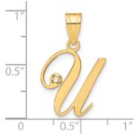 14KY Script Letter U Initial Pendant with Diamond - Image 4