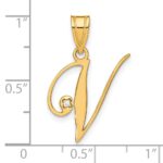 14KY Script Letter V Initial Pendant with Diamond - Image 4