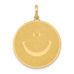 14k Solid Polished Smiley Face Pendant