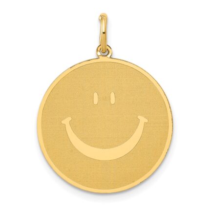 14k Solid Polished Smiley Face Pendant