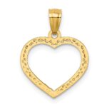 14K Polished and Textured Open Heart Pendant - Image 3