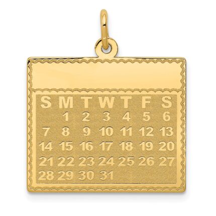 14k Monday the First Day Engravable Calendar Pendant