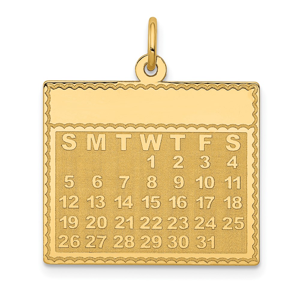 YC464.jpg 14k Wednesday the First Day Engravable Calendar Pendant - Image 1