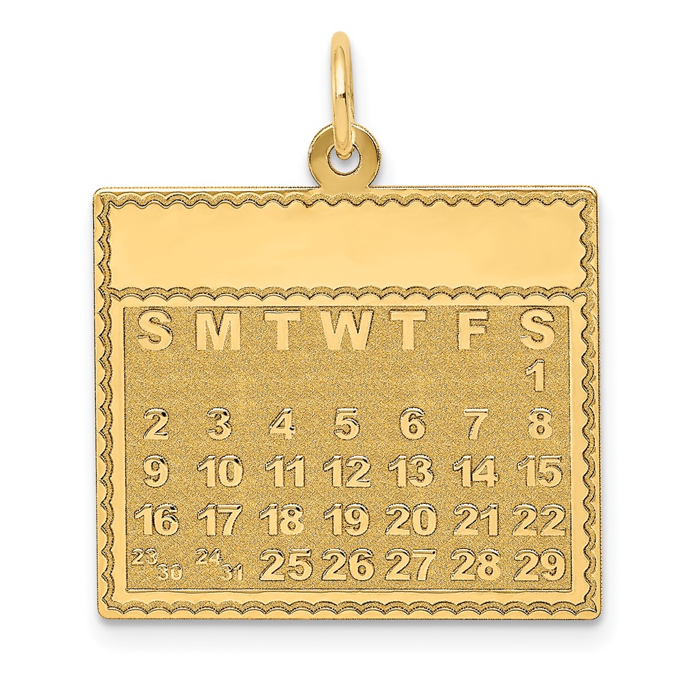 YC467.jpg 14k Saturday the First Day Engravable Calendar Pendant - Image 1