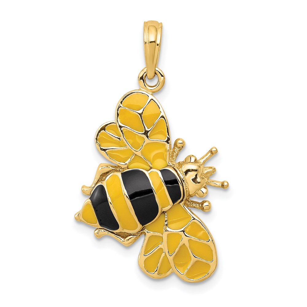 YC576.jpg 14k Enameled 3-D Bumblebee Pendant - Image 1