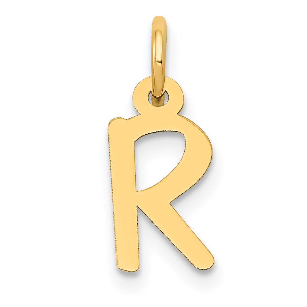 YC644R.jpg 14k Small Slanted Block Letter R Initial Charm - Image 1