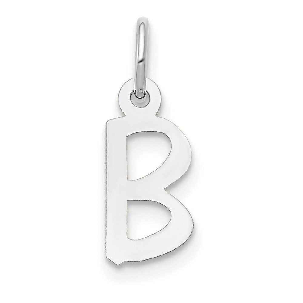 YC645B.jpg 14k White Gold Small Slanted Block Letter B Initial Charm - Image 1