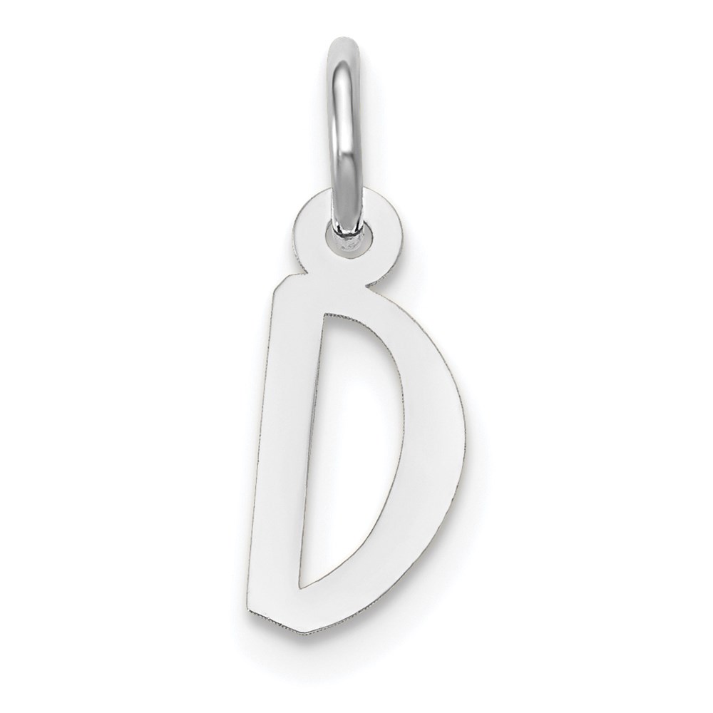 YC645D.jpg 14k White Gold Small Slanted Block Letter D Initial Charm - Image 1