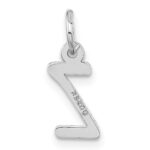 14k White Gold Small Slanted Block Letter Z Initial Charm - Image 3