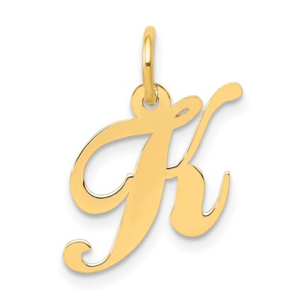 14K Small Fancy Script Letter K Initial Charm