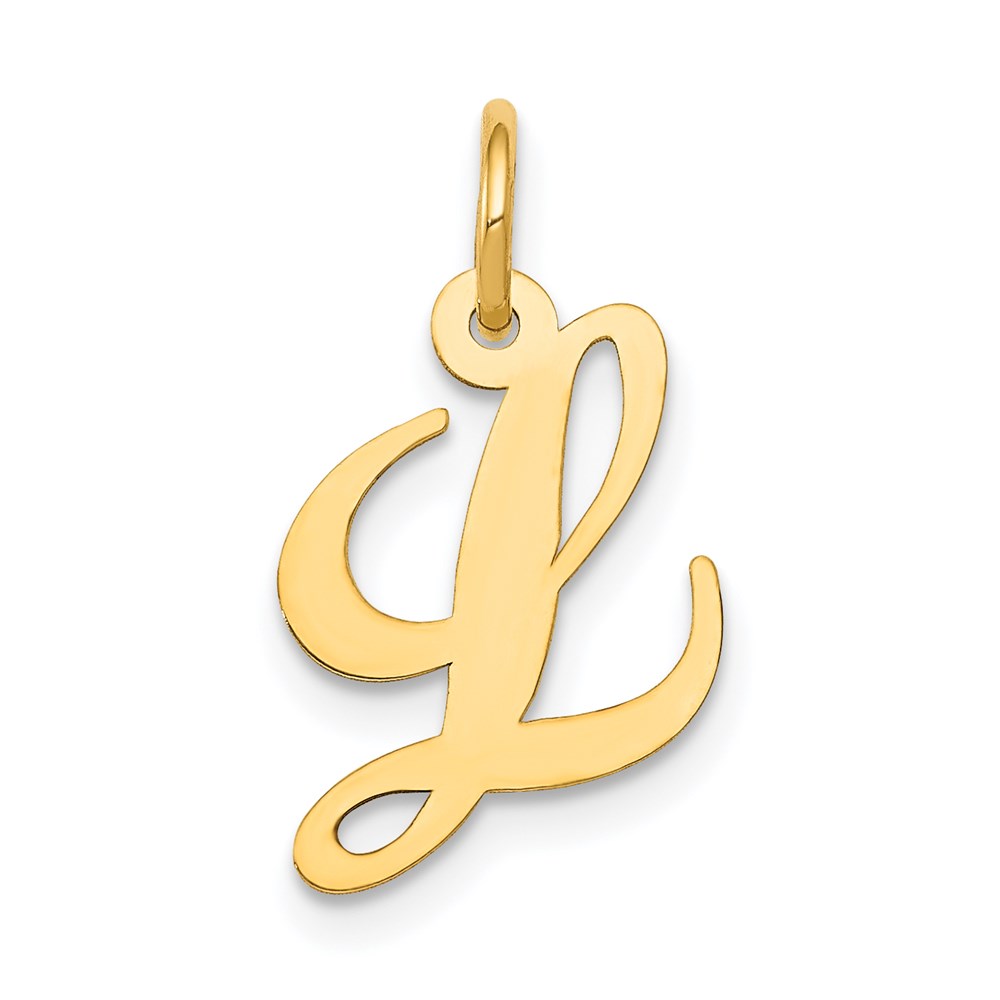 YC650L.jpg 14K Small Fancy Script Letter L Initial Charm - Image 1