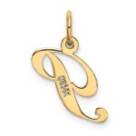 14K Small Fancy Script Letter P Initial Charm - Image 3