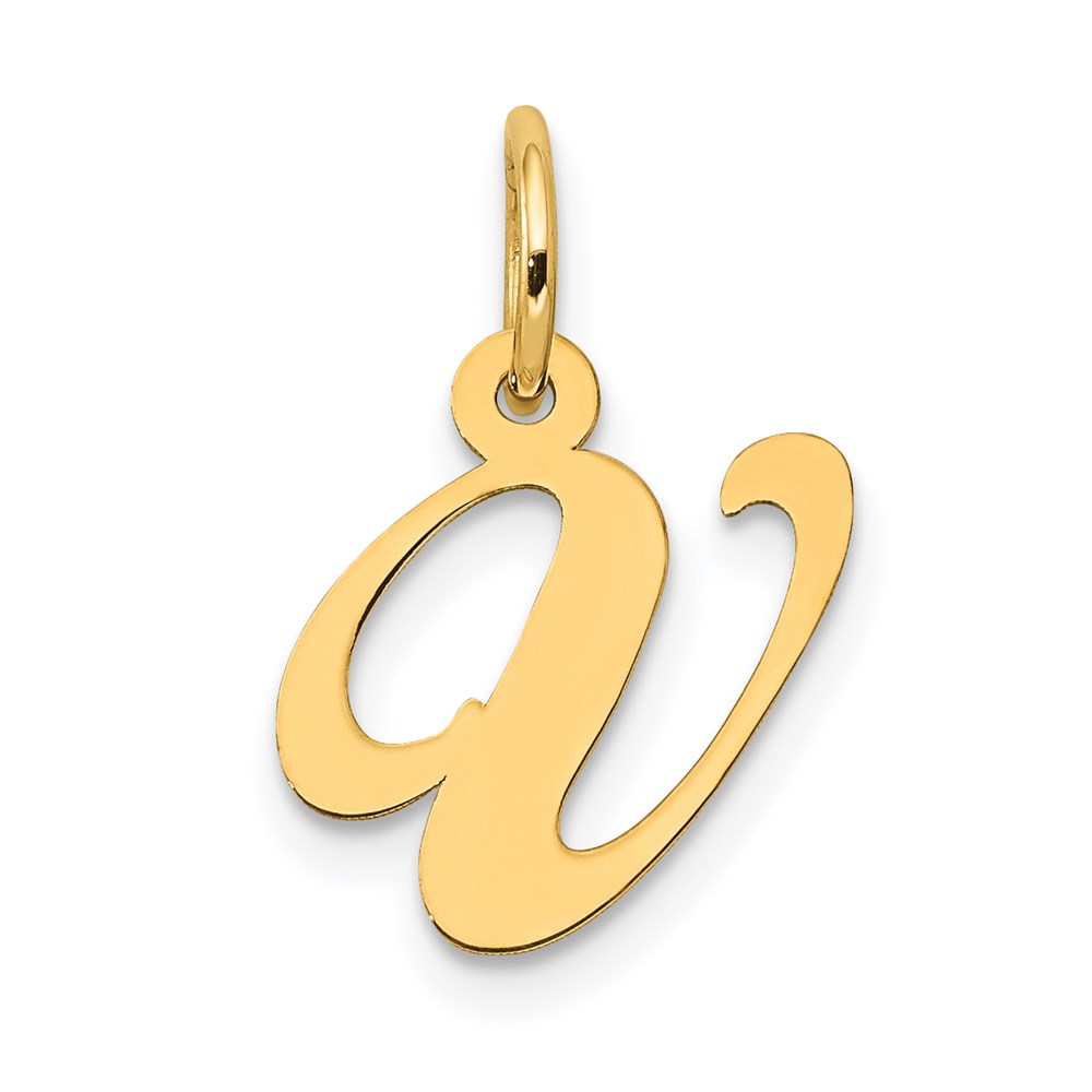 YC650V.jpg 14K Small Fancy Script Letter V Initial Charm - Image 1