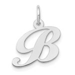 14k White Gold Small Fancy Script Letter B Initial Charm