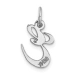 14k White Gold Small Fancy Script Letter E Initial Charm - Image 4
