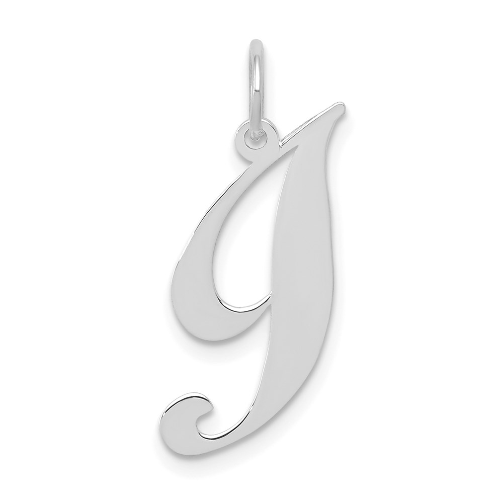 YC651I.jpg 14k White Gold Small Fancy Script Letter I Initial Charm - Image 1