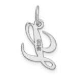 14k White Gold Small Fancy Script Letter L Initial Charm - Image 4