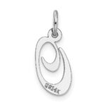 14k White Gold Small Fancy Script Letter O Initial Charm - Image 4