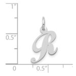 14k White Gold Small Fancy Script Letter R Initial Charm - Image 3