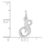 14k White Gold Small Fancy Script Letter S Initial Charm - Image 3