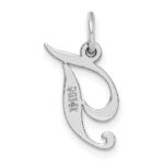 14k White Gold Small Fancy Script Letter T Initial Charm - Image 4