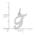 14k White Gold Small Fancy Script Letter T Initial Charm - Image 3