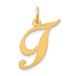14K Medium Fancy Script Letter T Initial Charm