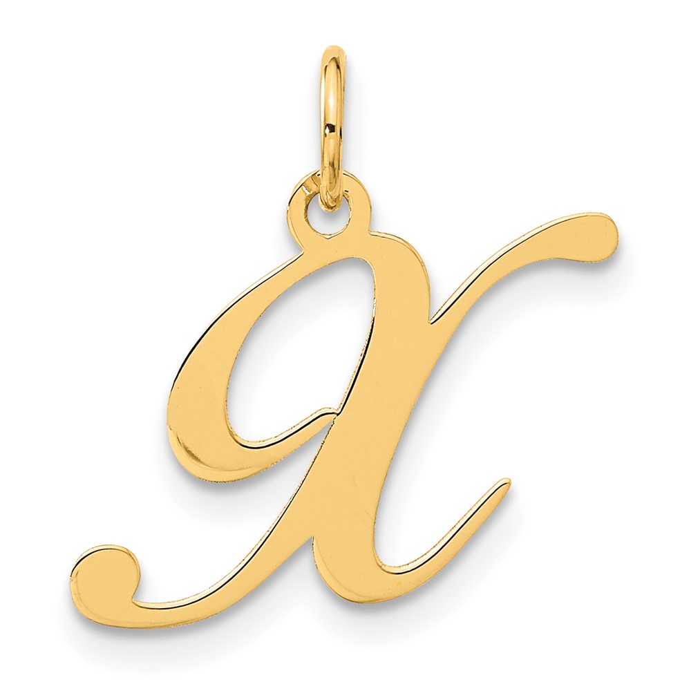 YC652X.jpg 14K Medium Fancy Script Letter X Initial Charm - Image 1
