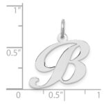 14k White Gold Medium Fancy Script Letter B Initial Charm - Image 3
