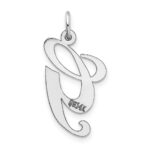 14K White Gold Medium Fancy Script Letter G Initial Charm - Image 4