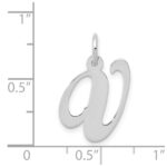 14K White Gold Medium Fancy Script Letter V Initial Charm - Image 3