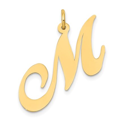 14k Large Fancy Script Letter M Initial Charm