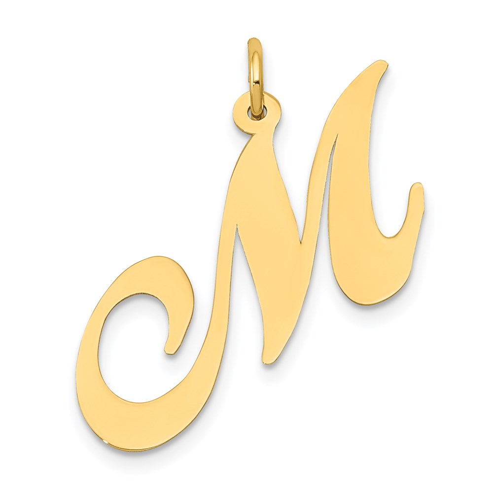 YC654M.jpg 14k Large Fancy Script Letter M Initial Charm - Image 1