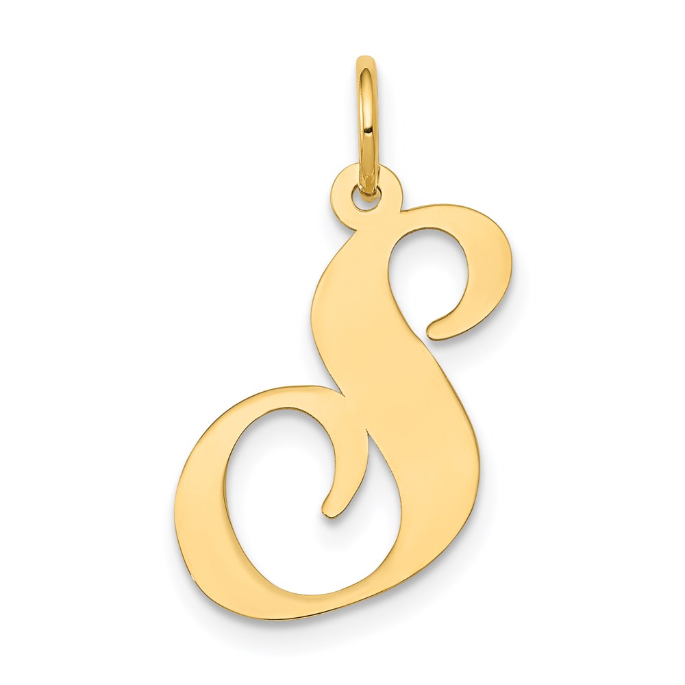 YC654S.jpg 14k Large Fancy Script Letter S Initial Charm - Image 1