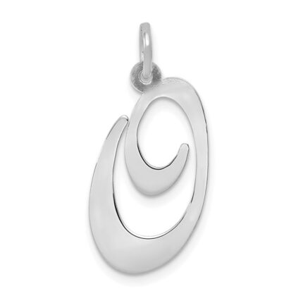 14k White Gold Large Fancy Script Letter O Initial Charm