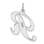 14k White Gold Large Fancy Script Letter R Initial Charm - Image 4
