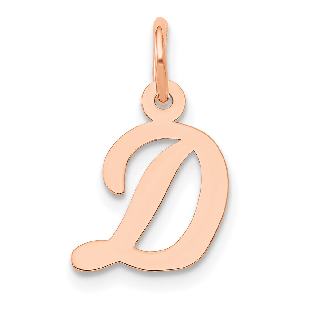 YC658RD.jpg 14k Rose Gold Small Script Letter D Initial Charm - Image 1