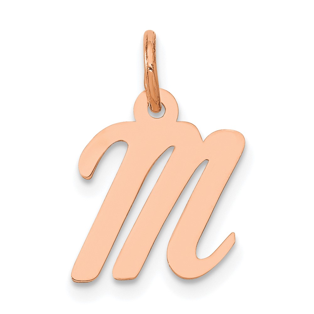 YC658RM.jpg 14k Rose Gold Small Script Letter M Initial Charm - Image 1